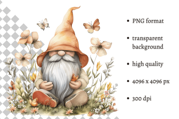Download Watercolor Spring Floral Gnome Clipart - Premium Bundle