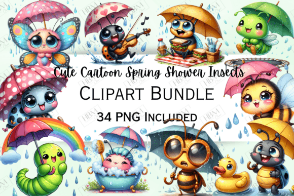 Download Cute Spring Shower Insect Clipart - Cute Collection