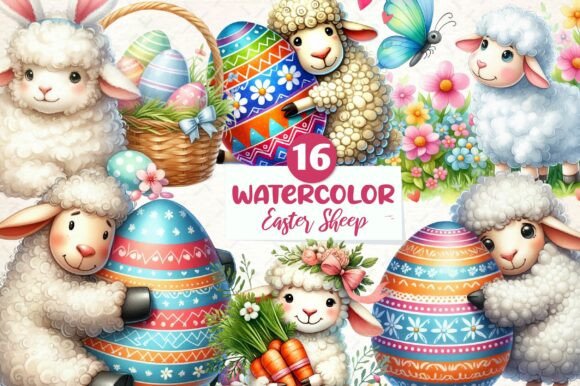 Download Cute Easter Sheep Clipart Bundle - Cute Collection