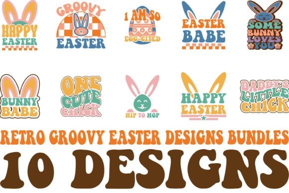 Download Retro Groovy Easter Designs Bundles - Easter design Collection