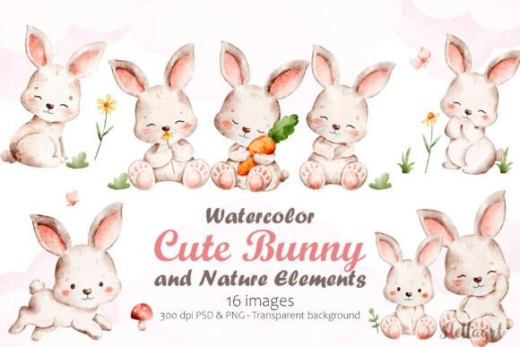 Download Watercolor Illustration of Cute Bunny - Cute Collection