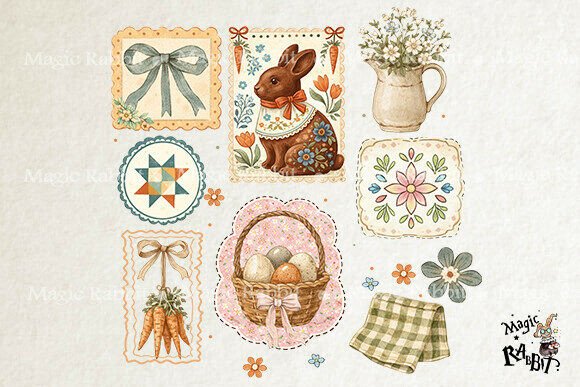 Download Vintage Easter Bunny Clipart PNG Set - Easter bunny clipart Collection