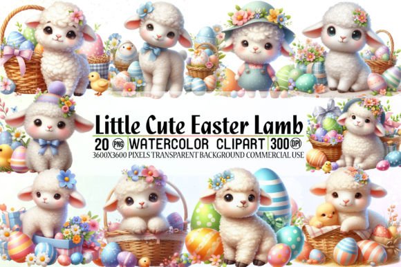 Download Little Cute Easter Lamb Clipart Bundle - Cute Collection