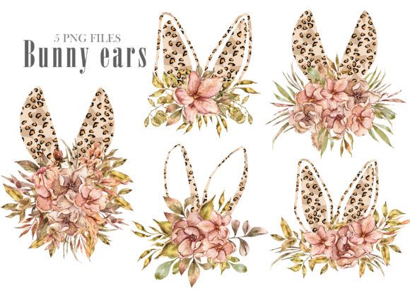 Download Watercolor Leopard Bunny Ears Clipart - Bunny ears clipart Collection