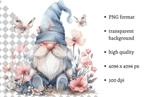Download Watercolor Spring Floral Gnome Clipart - Premium Bundle