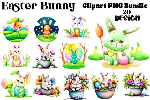 Download Vintage Easter Bunny Clipart Bundle - Easter bunny clipart Collection