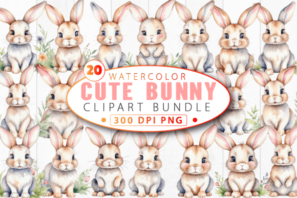 Download Watercolor Cute Bunny Clipart Bundle - Cute Collection