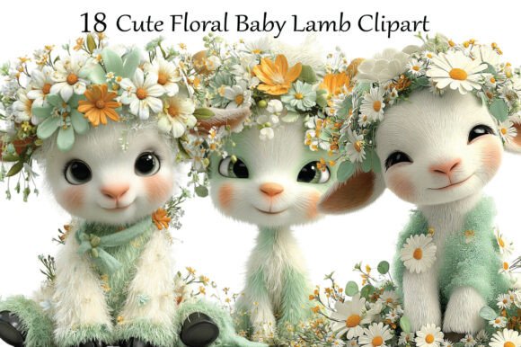 Download Cute Floral Baby Lamb Clipart - Cute Collection