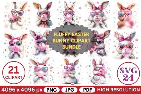 Download Fluffy Easter Bunny Clipart Bundle - Easter bunny clipart Collection