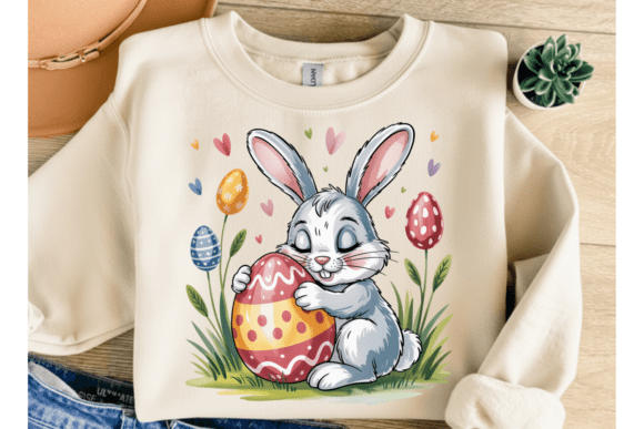Download Cute Easter Bunny Hug Egg PNG - Cute Collection