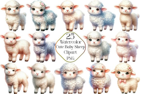 Download Watercolor Cute Baby Sheep Clipart - Cute Collection