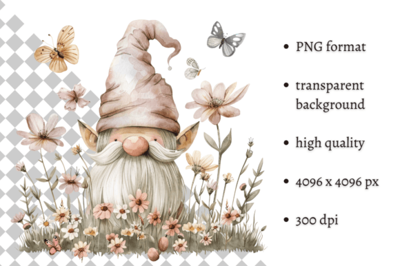 Download Watercolor Spring Floral Gnome Clipart - Premium Bundle