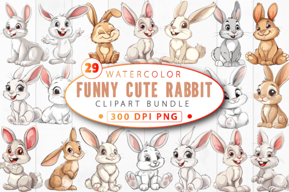 Download Funny Cute Rabbit Clipart Bundle - Cute Collection