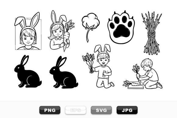 Download Cute Easter Bunny Clipart Set - Easter bunny clipart Collection