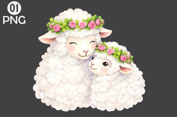 Download Cute Lamb Mother Baby PNG Clipart - Cute Collection