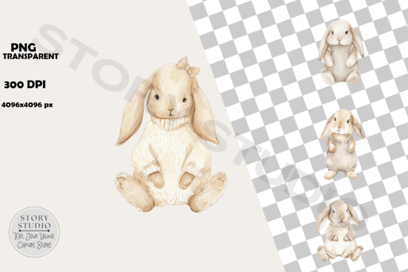 Download Cute Watercolor Baby Bunny Clipart Set - Cute Collection