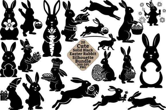 Download 20 Cute Solid Black Easter Rabbit Bundle - Cute Collection