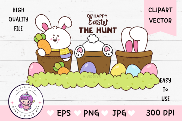 Download Cute Bunny Clipart Rabbit in Flower Pot - Cute Collection