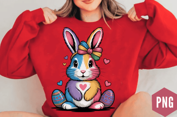 Download Rainbow Cute Easter Bunny with Bow PNG D - Cute Collection