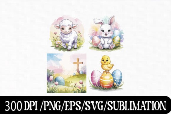 Download Easter Cute Lamb, Bunny, Chick, Cross an - Cute Collection