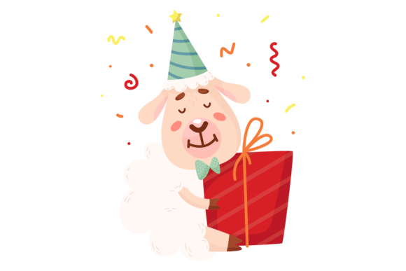 Download Happy Lamb with Birthday Gift. Cute Holi - Cute Collection