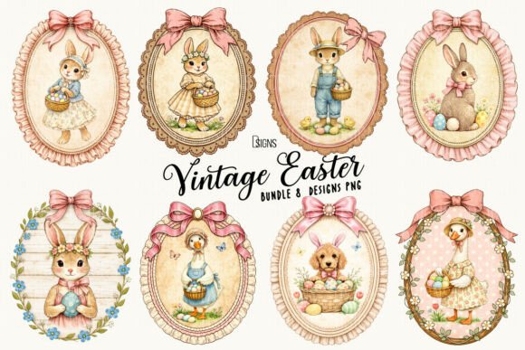 Download Vintage Easter Bunny Clipart Png Bundle - Easter bunny clipart Collection