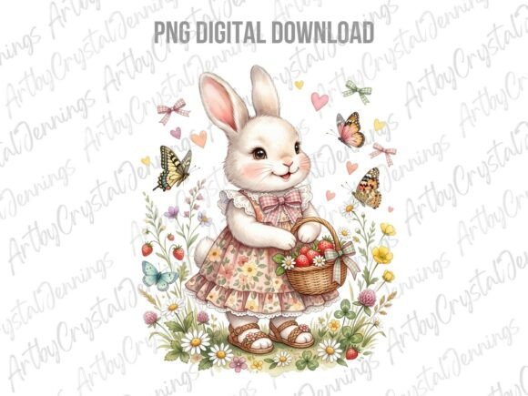 Download Cute Spring Cottagecore Easter Bunny PNG - Cute Collection