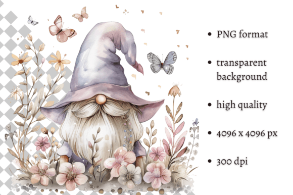 Download Watercolor Spring Floral Gnome Clipart - Premium Bundle