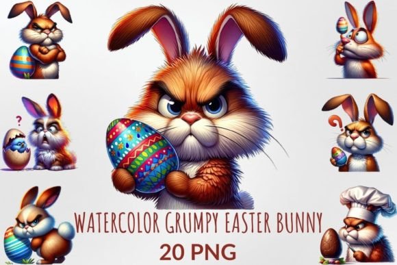 Download Watercolor Grumpy Easter Bunny Clipart - Easter bunny clipart Collection