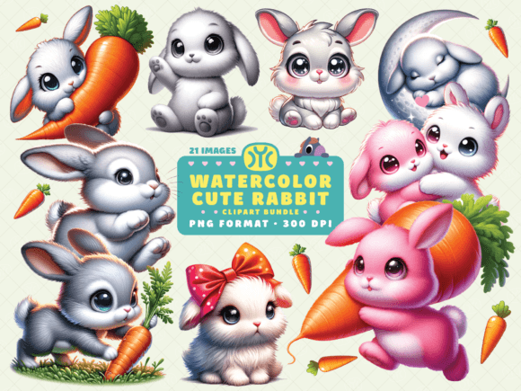 Download Watercolor Cute Rabbit Clipart - Cute Collection