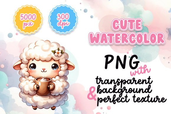 Download Cute Watercolor Sheep with Hot Cocoa - Cute Collection