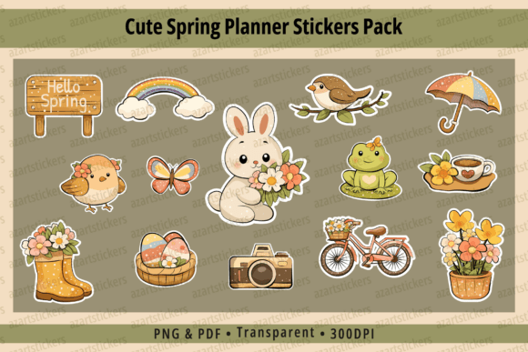 Download Cute Spring Planner Stickers PNG &amp; PDF - Cute Collection