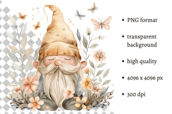 Download Watercolor Spring Floral Gnome Clipart - Premium Resources